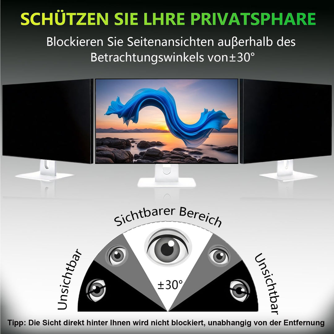Sichtschutzfolie für 24 Zoll 16:10 (51.9x32.5cm) Monitor - Blaulichtfilter & Blendschutz, Abnehmbar