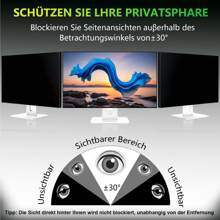 Sichtschutzfolie für 24 Zoll 16:10 (51.9x32.5cm) Monitor - Blaulichtfilter & Blendschutz, Abnehmbar