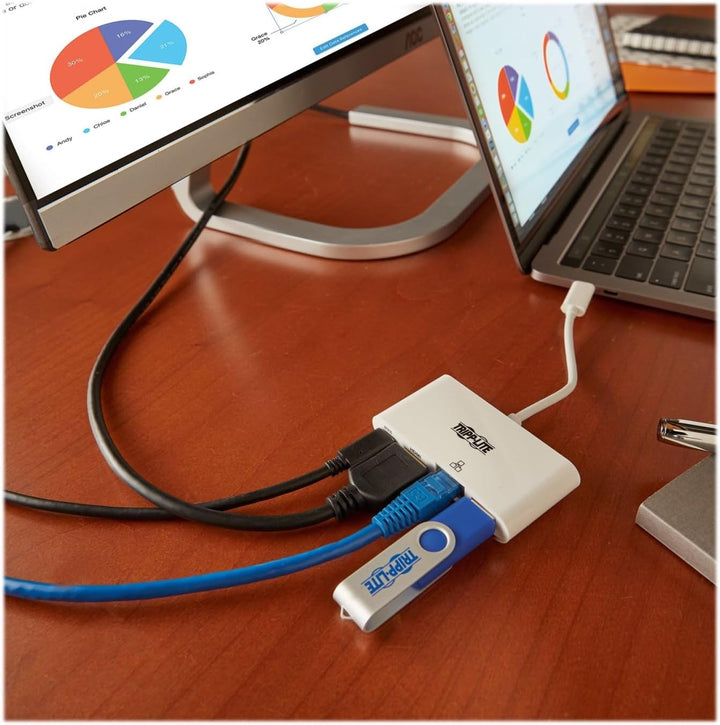 Tripp Lite U444-06N-H4GU-C USB-C Multiport Adapter, 4K HDMI, USB-A Port, Gbe und PD Charging, HDCP,