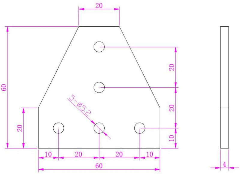 Zeberoxyz 4STÜCKE Schwarze T-Form-Eckwinkelplatte mit 20STÜCKE M5-Schrauben und 20STÜCK M5-T-Muttern