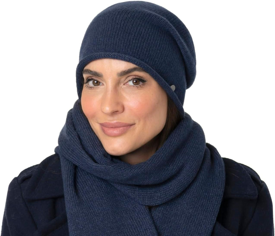 LIERYS Merino Kaschmir Beanie Damen/Herren (Länge: 26 cm) - Oversize-Mütze mit Merinowolle und Kasch
