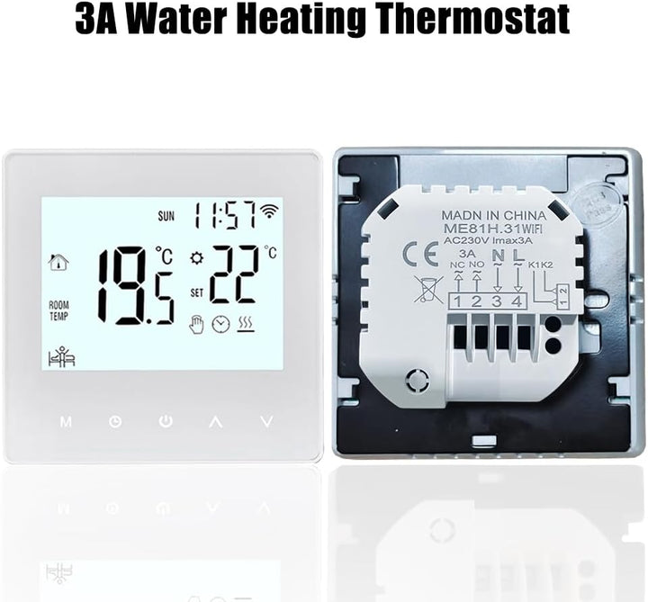 Decdeal WLAN Thermostat Raumthermostat für Wasser Fussbodenheizung,Programmierbar 230v LCD 3A Mit de