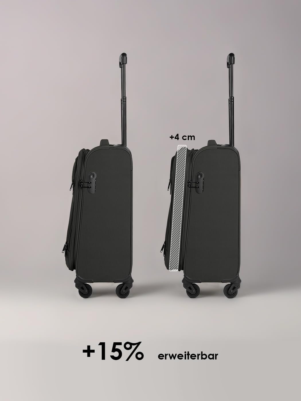 SMARTBOX Weichgepäck Kabinen-Koffer für Damen & Herren | Kleiner Cabin-Trolley 36 x 23 x 57 cm | 4 R