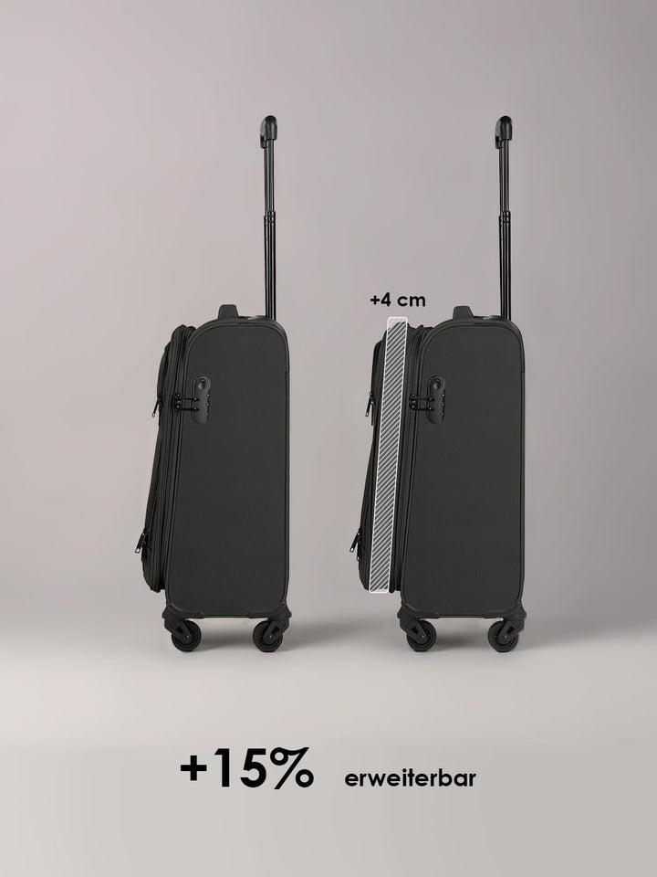 SMARTBOX Weichgepäck Kabinen-Koffer für Damen & Herren | Kleiner Cabin-Trolley 36 x 23 x 57 cm | 4 R