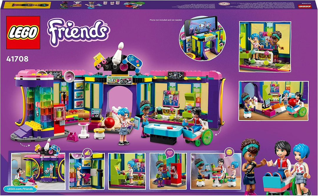 Lego 41708 Friends Rollschuhdisco Spielzeug mit Arcade und Bowling mit Mini-Puppen, u.A. Andrea, als