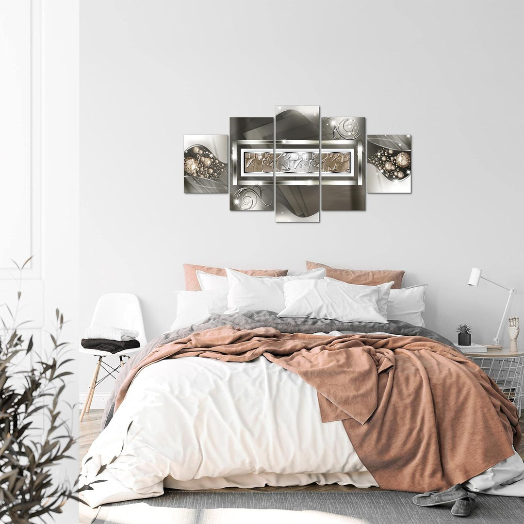 Runa Art Bild Wohnzimmer Schlafzimmer Abstrakt 5 Teilig Diamant Beige Braun Wandbilder auf Vlies Lei