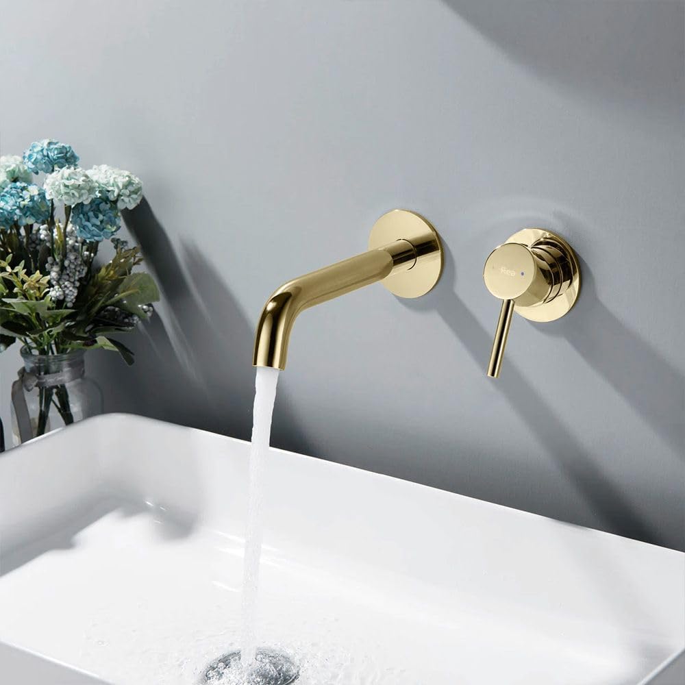 Rea Waschtischarmatur OWEN GOLD + BOX Wasserhahn Bad Badarmatur aus Messing Armatur für Waschbecken