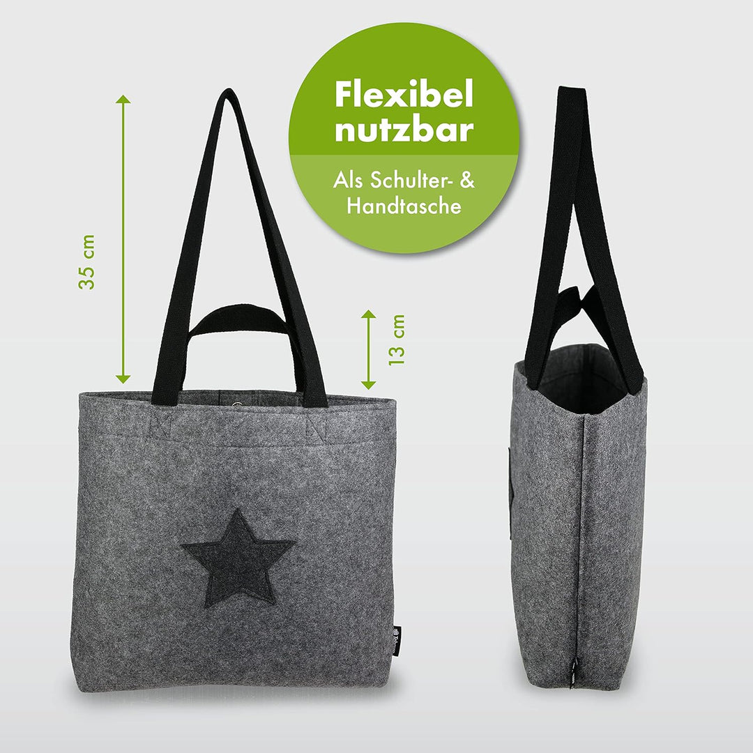 Tebewo verschliessbare Filztasche - praktische Einkaufstasche mit Druckknopf - modische Shopping Bag