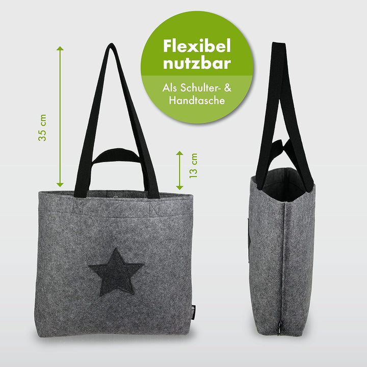 Tebewo verschliessbare Filztasche - praktische Einkaufstasche mit Druckknopf - modische Shopping Bag