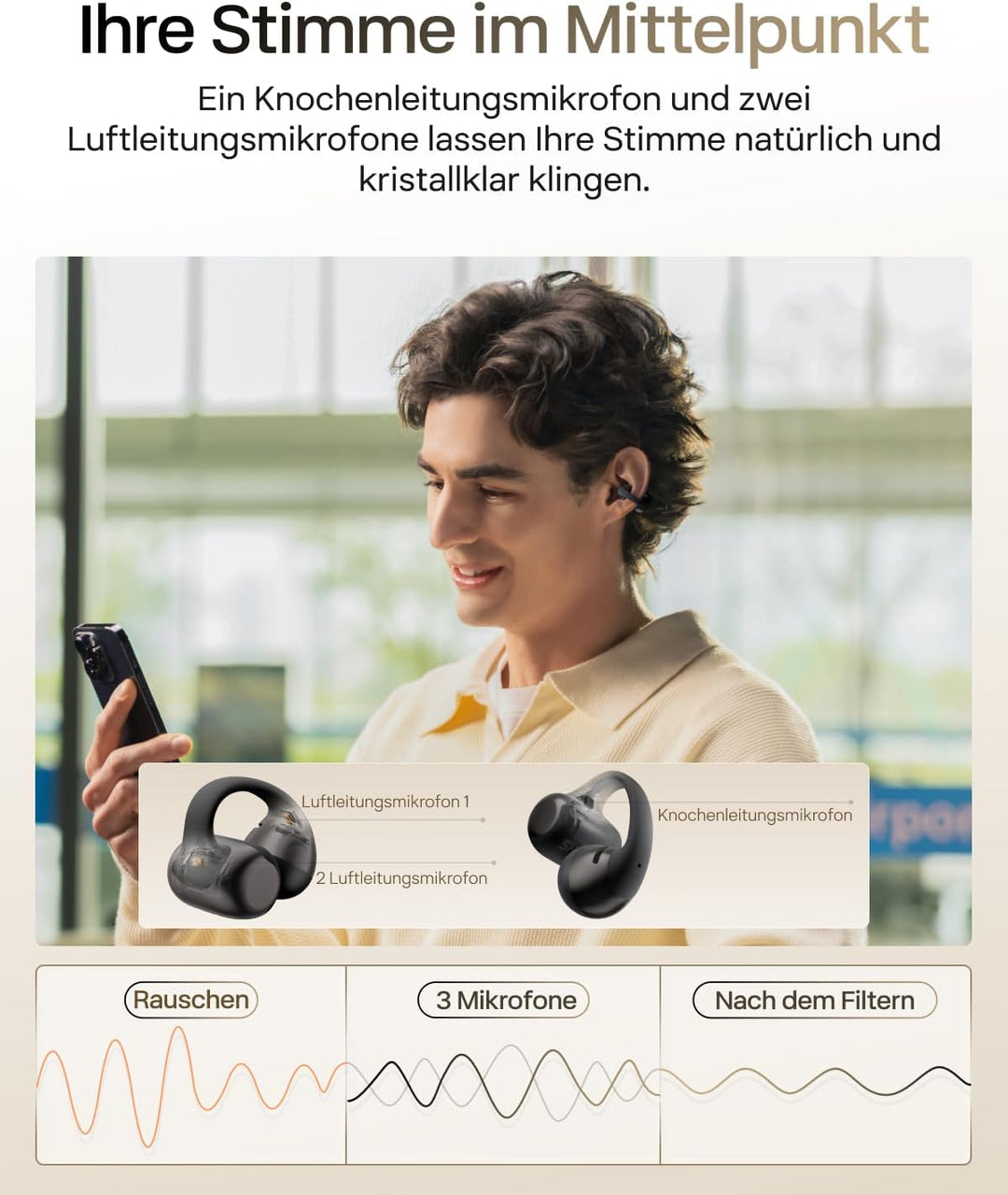 SHOKZ OpenDots 2 Open-Ear Clip-On Earbuds, verbessertes Dolby Audio mit Deep Bass, 40 Std. Laufzeit,