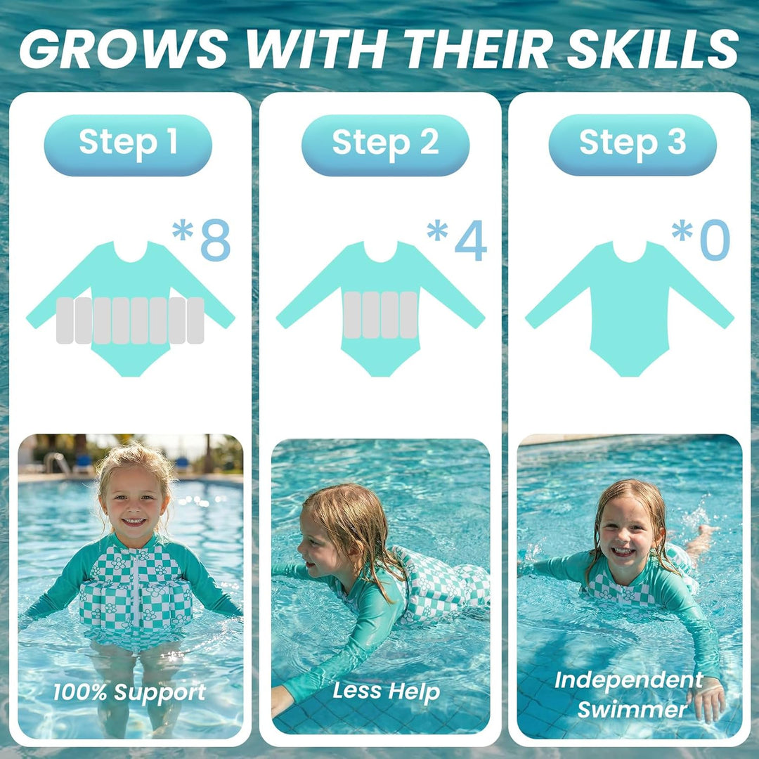 Badeanzug Baby Mädchen mit Floatation Kleinkind Schwimmtraining Hilfe Schwimmende Badeanzug Langarm