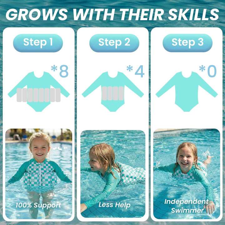 Badeanzug Baby Mädchen mit Floatation Kleinkind Schwimmtraining Hilfe Schwimmende Badeanzug Langarm