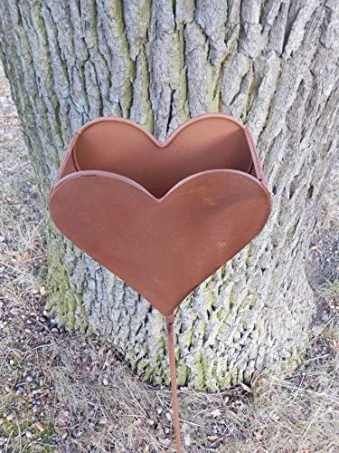 Herz am Stab Gartenstab Gartenstecker Pflanztopf Eisen Rost 118 cm
