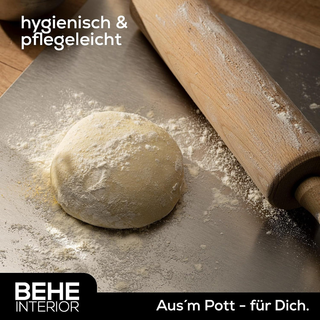 BEHE - Edelstahl Arbeitsplatte [versch. Grössen], Rutschfestes Knetbrett für Teig zum Backen, Küchen