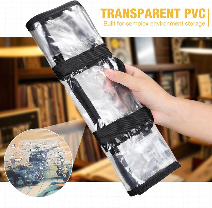Facmogu 33-U/min-Vinylplatten-Aufbewahrungstasche, durchsichtige PVC-Plattentaschen für Vinyl, fasst