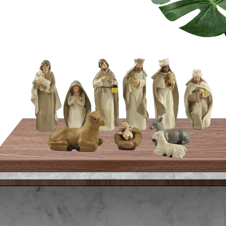 Generisch Krippenfiguren - Kunstharz Krippenszene Dekoration,Weihnachtliche Tischdekoration Figuren