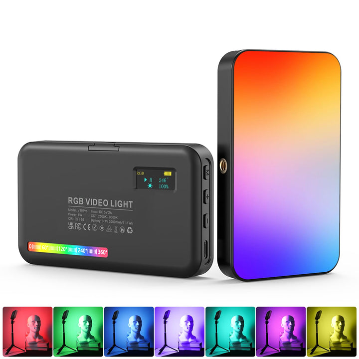 RGB LED Videoleuchte 8W LUXCEO,140 Lampenperlen LED Kamera Licht,USB Wiederaufladbares LED Panel für