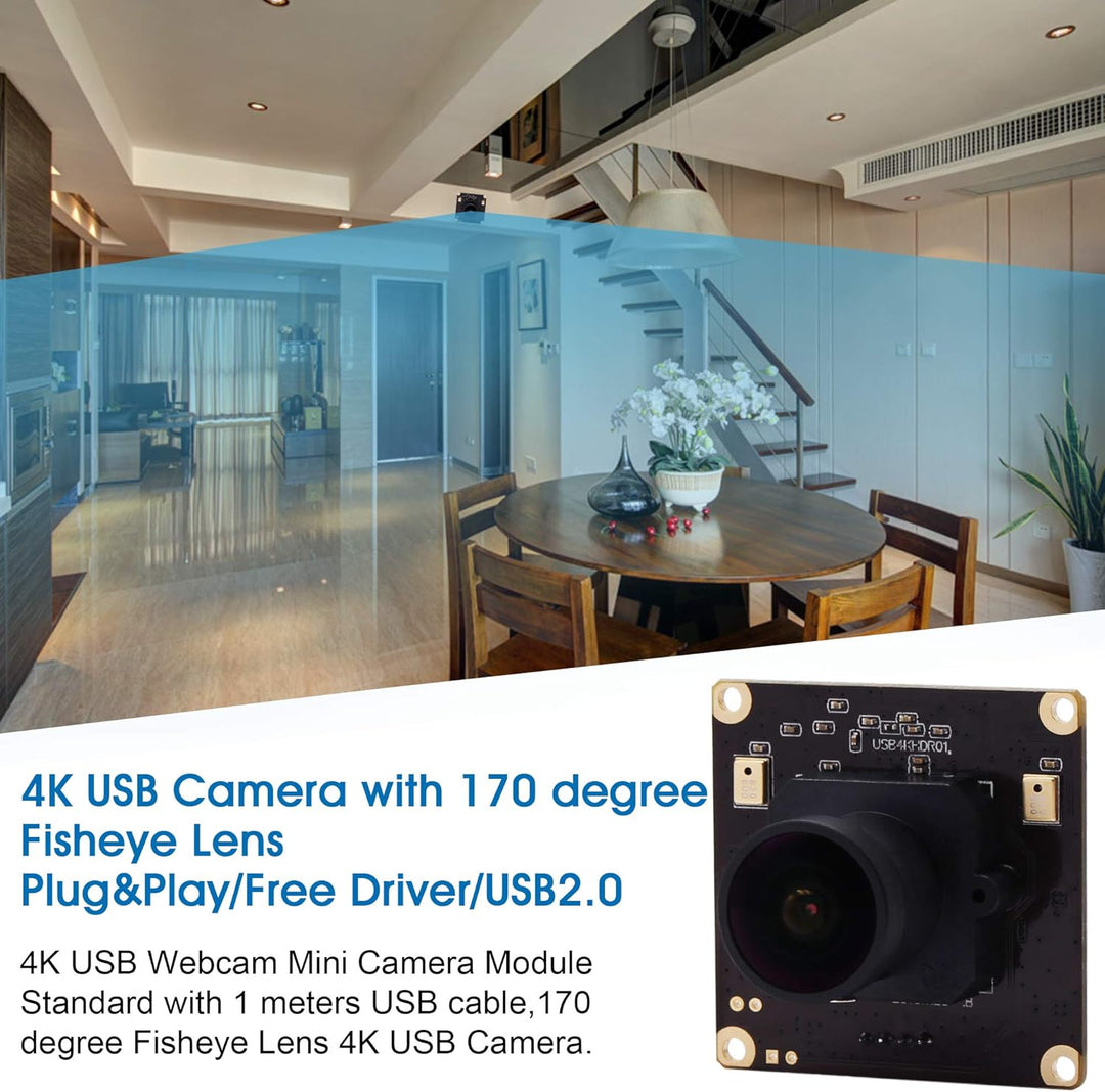 G Fisheye Objektiv 4K USB Kameramodul 2160p Webcam modul,UHD 30fps Webkamera modul Weitwinkel 170° U