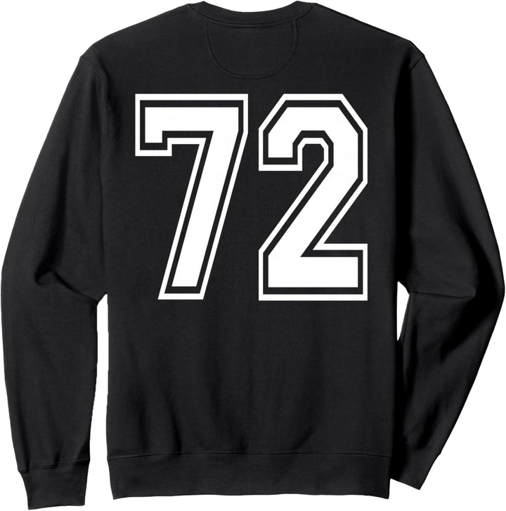 Nummer 72 vorne und hinten in Weiss gedruckt Sweatshirt