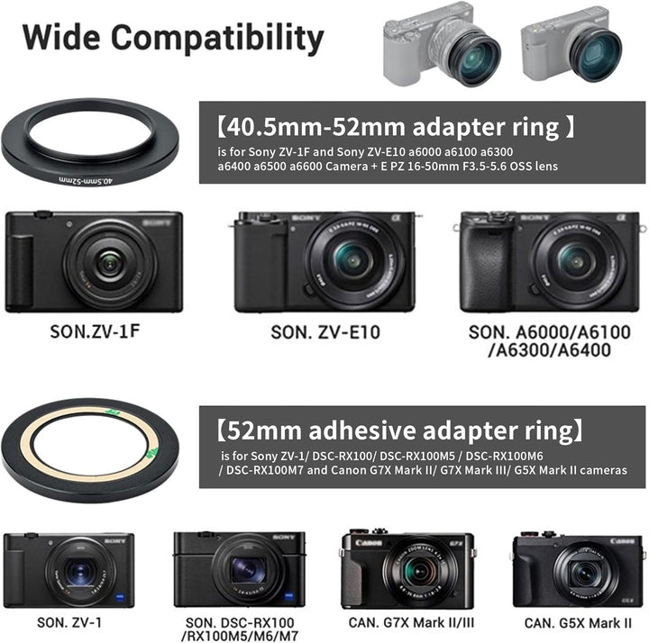 PROfezzion HD 18mm Weitwinkelobjektiv Weitwinkel Objektiv für Sony ZV1 ZV-1 ZV1F ZV-1F RX100 VII VI
