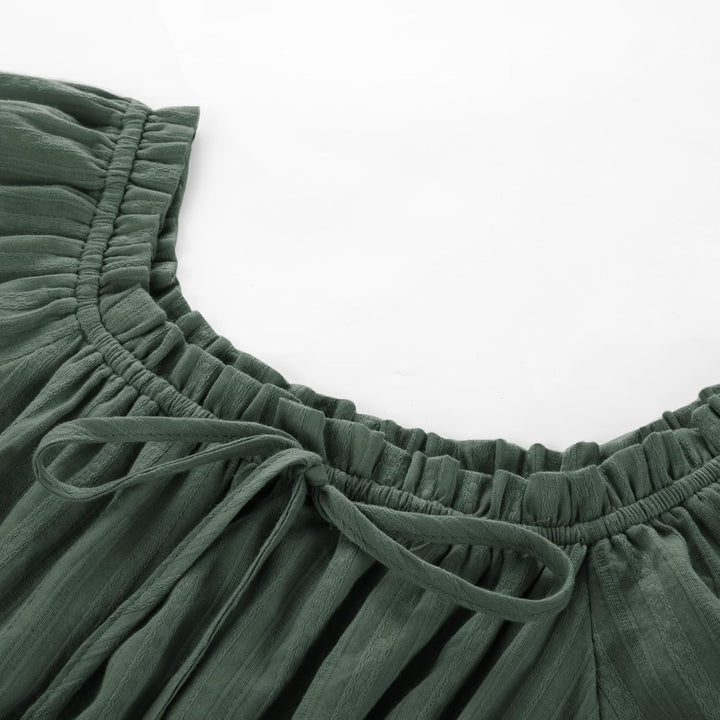 SCARLET DARKNESS Damen Renaissance Kleider Schulterfrei Puffärmel Gesmokte Taille Baumwollkleid L Ol