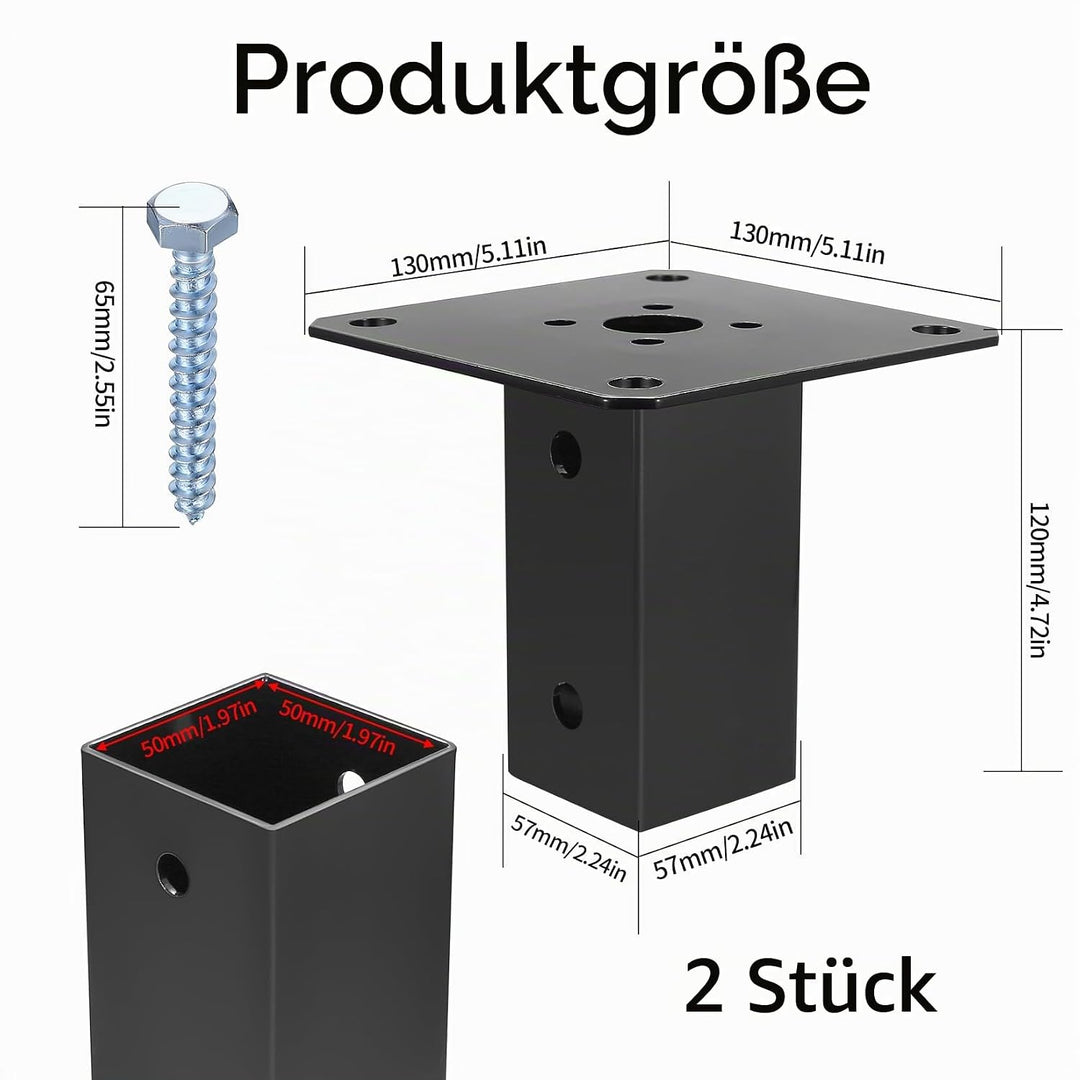 2 STK Aufschraubhülse, Vierkantholzpfosten Pfosten, Pfostenträger, Pfostenschuh, Bodenhülse Zaunträg