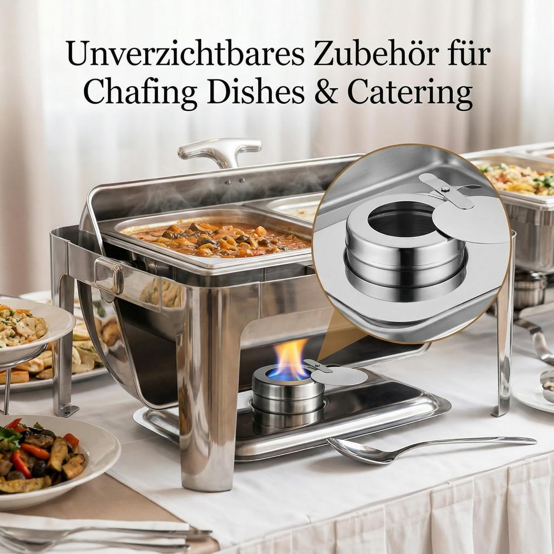 HEMOTON Edelstahl Brennstoffbehälter 2 Stück Mit Deckel Für Spiritusbrenner Chafing Dish Brennpasten