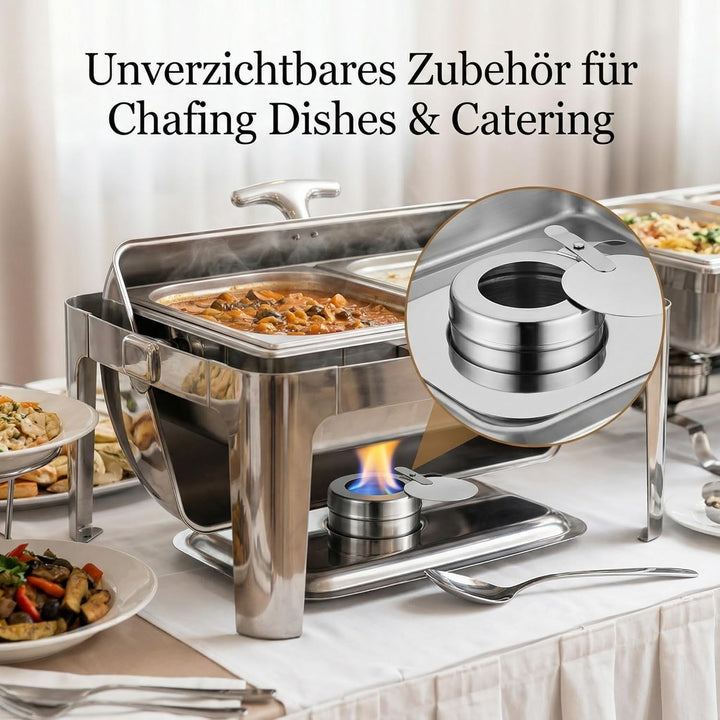 HEMOTON Edelstahl Brennstoffbehälter 2 Stück Mit Deckel Für Spiritusbrenner Chafing Dish Brennpasten