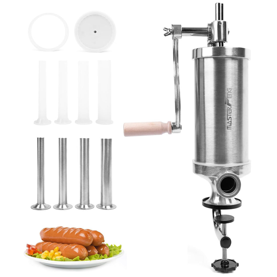MASTER FENG 2,5 LBS Wurstfüllmaschine Vertikale Edelstahl-Füllmaschine Mit 8 Fülltrichtern und 1 Sil