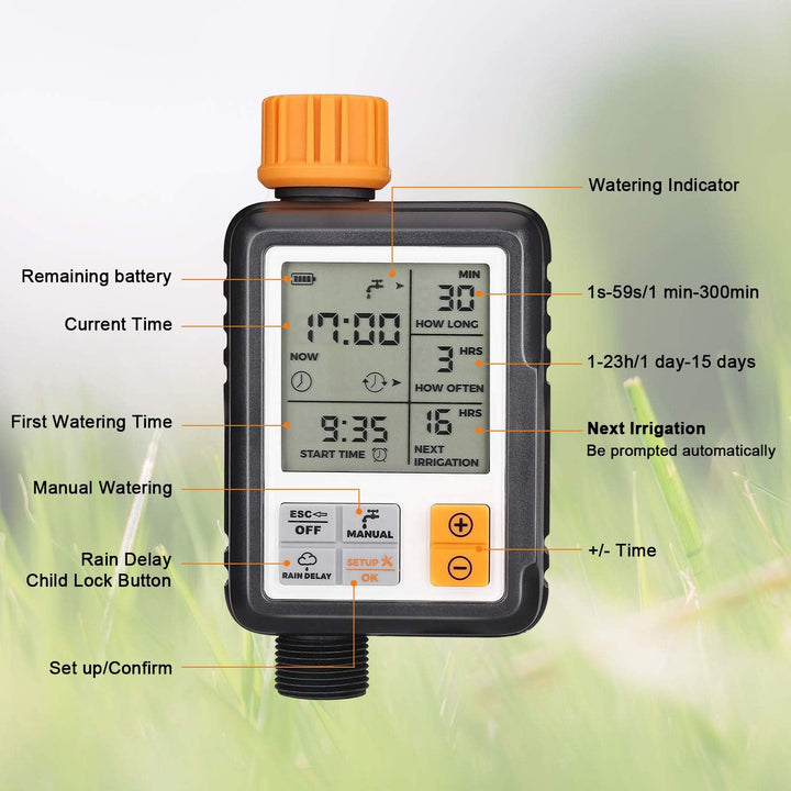 Johgee Garden Bewässerungscomputer IPX5 Bewässerungsuhr Automatisch Wasser Timer Easy Control die Be
