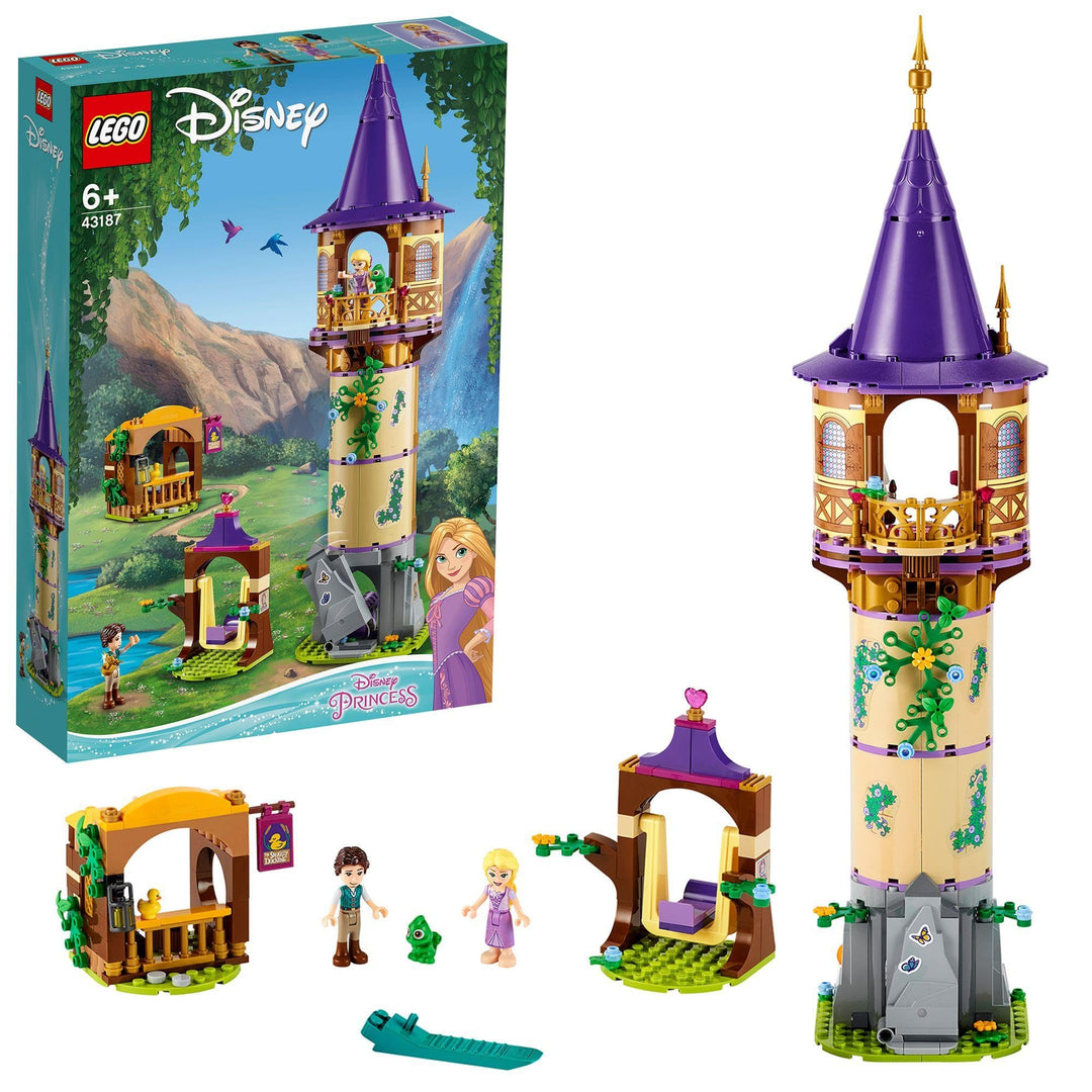 LEGO 43187 Disney Princess Rapunzels Turm Set mit 2 Mini-Puppen aus dem Film „Rapunzel – Neu verföhn