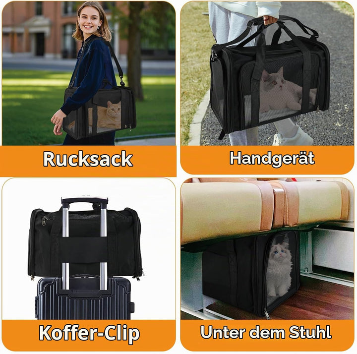 Haustiertragetasche bis zu 6kg– Faltbare Transportbox Katze Hund, Leichte Katzentransporttasche mit