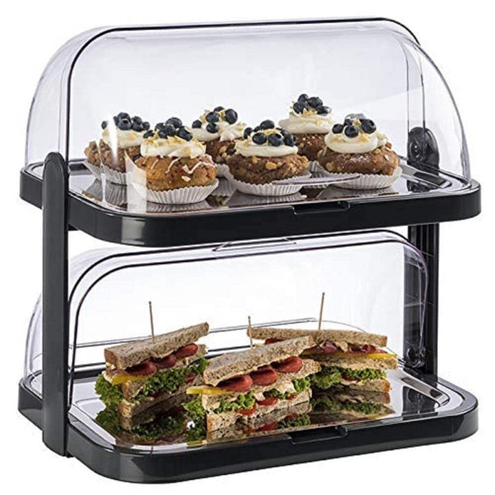 HENDI Buffet-Vitrine, gekühlt, set mit Kühlakkus, 555x357x(H)175mm & APS Buffetvitrine „Doppeldecker