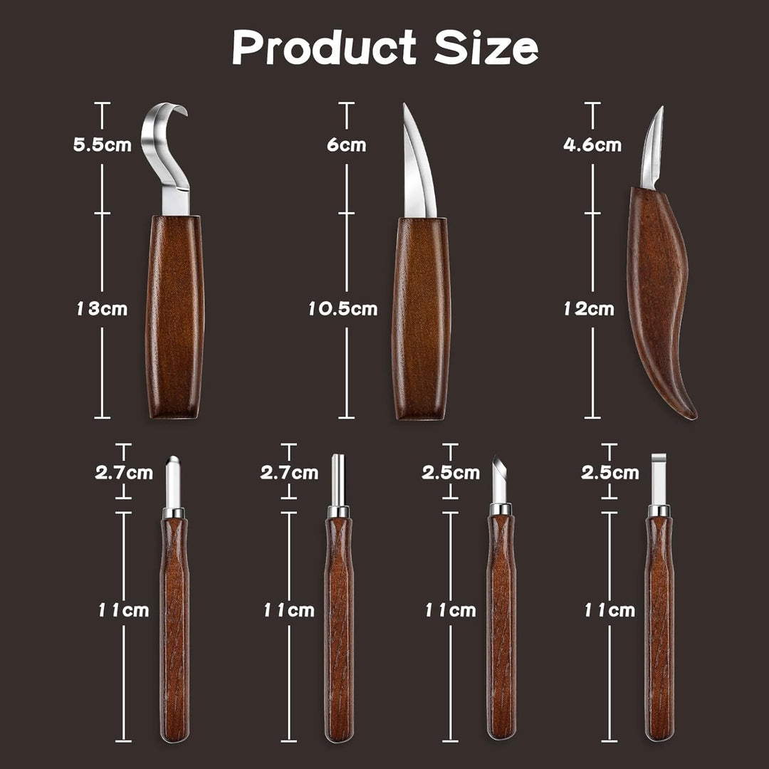 HOMCA Holz Schnitzwerkzeug Set, 23 in 1 Schnitzset mit 7 Schnitzmesser für Kinder&Erwachsene, Holzwe