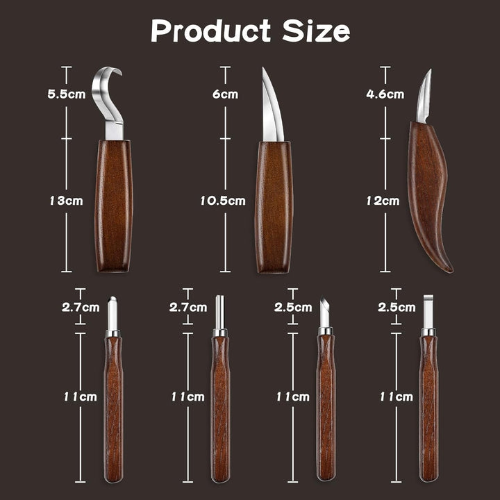 HOMCA Holz Schnitzwerkzeug Set, 23 in 1 Schnitzset mit 7 Schnitzmesser für Kinder&Erwachsene, Holzwe