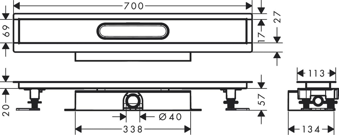 hansgrohe uBox universal Komplettset (Installationsset + Grundkörper) 700mm für flache Installation