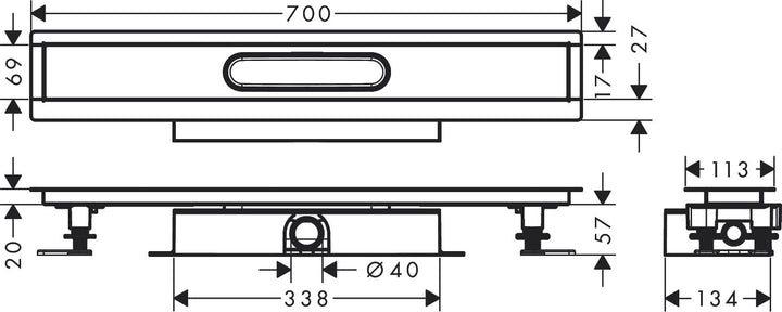 hansgrohe uBox universal Komplettset (Installationsset + Grundkörper) 700mm für flache Installation