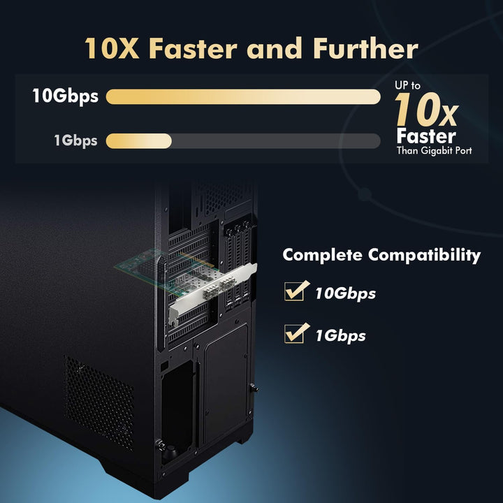 Binardat 2 Port 10G SFP+ PCIe Netzwerk Adapter, Intel X520 82599 LAN Controller, 10G/1G/100Mbps SFP+