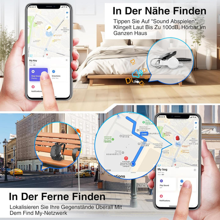 Air Tracker Tag 4-Pack - Smart GPS Tracker Kompatibel mit Apple Wo ist? (iOS NUR) mit Schutzhülle,Wa