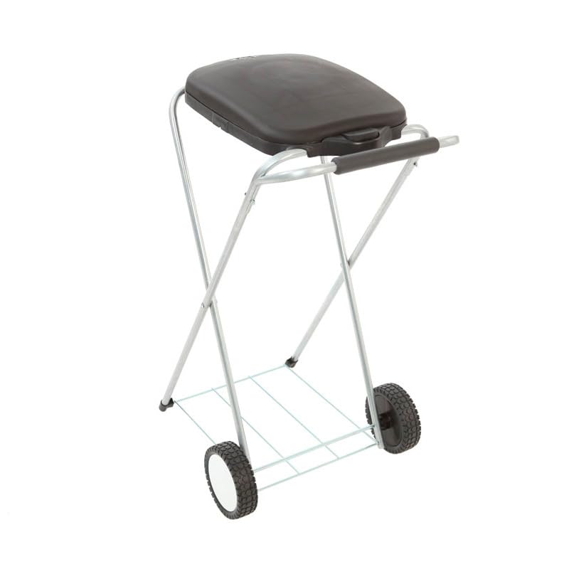 PROREGAL Klassischer Abfallsackständer mit Deckel und Rollen | HxBxT 83x44x56cm | Verzinkte Rohre |
