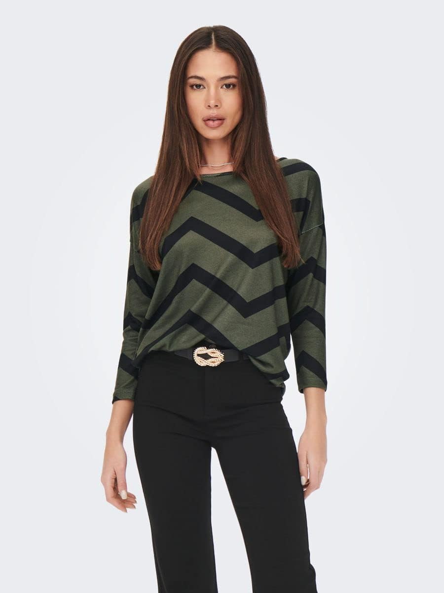 ONLY Female Top ONLELCOS Top | Top XS Deep Depths/Aop:geisha Black Zig Zag, XS Deep Depths/Aop:geish