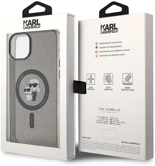 Karl Lagerfeld KLHMP15SHGKCNOK Hülle für iPhone 15 6.1" Schwarz hardcase Karl&Choupette Glitter
