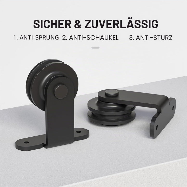 TSMST 200CM/6.6FT Schiebetürbeschläge Schiebetüren Schiebetürsystem Komplettset Laufschiene Rollen S