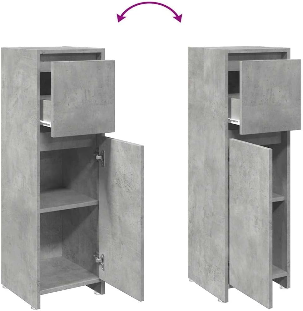 vidaXL Badezimmerschrank Betongrau 30x30x95 cm Holzwerkstoff, Badezimmermöbel, Badschrank, Toiletten