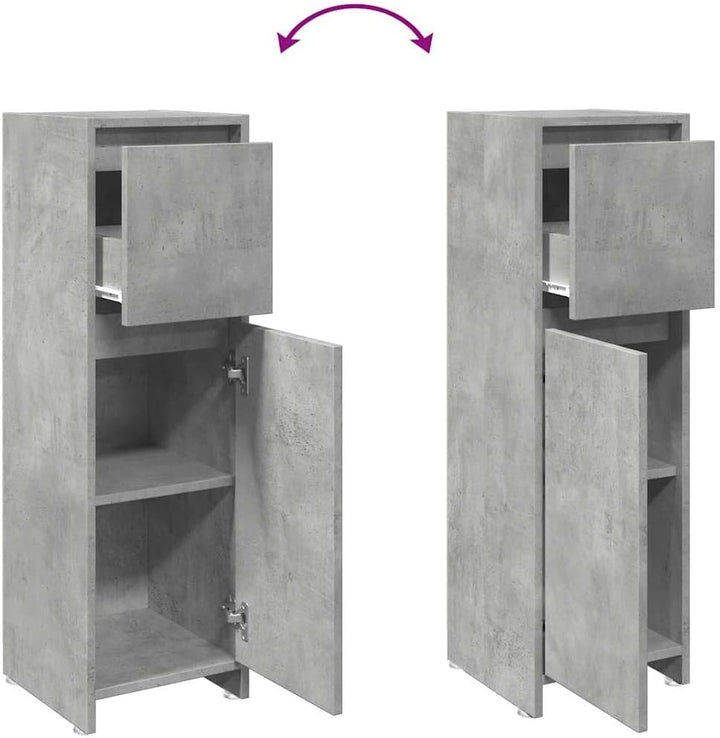 vidaXL Badezimmerschrank Betongrau 30x30x95 cm Holzwerkstoff, Badezimmermöbel, Badschrank, Toiletten