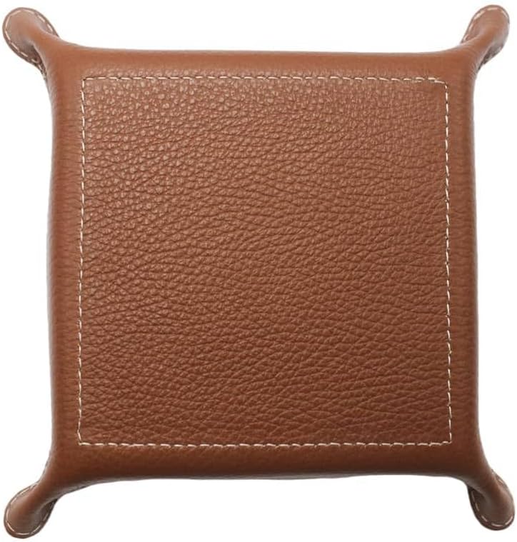 Taschenleerer aus echtem Leder - Quadratisches Ledertablett Organizer, Praktische Aufbewahrungsbox -