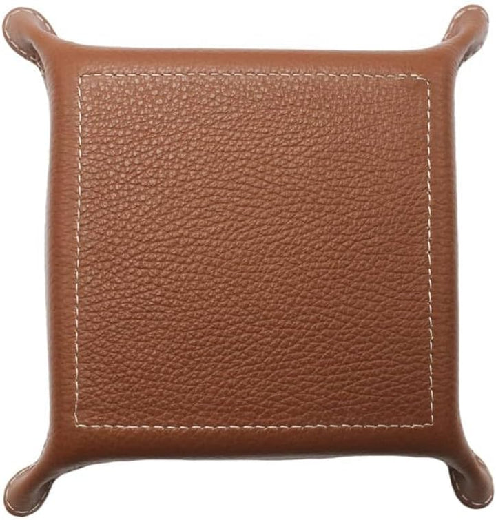 Taschenleerer aus echtem Leder - Quadratisches Ledertablett Organizer, Praktische Aufbewahrungsbox -
