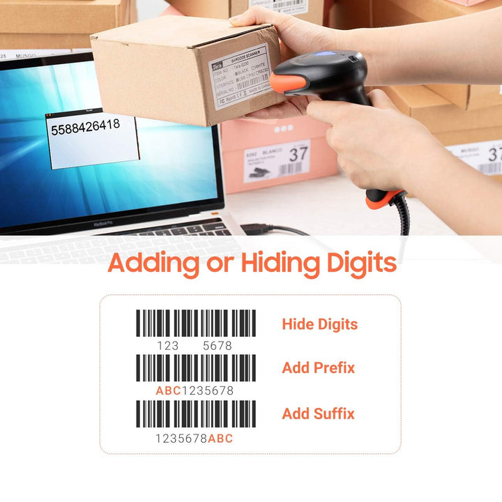 Tera Pro Barcode-Scanner mit USB-Kabel, Handheld-CD-Barcode-Lesegerät, 1D-Linear-Barcode-Scanner, su