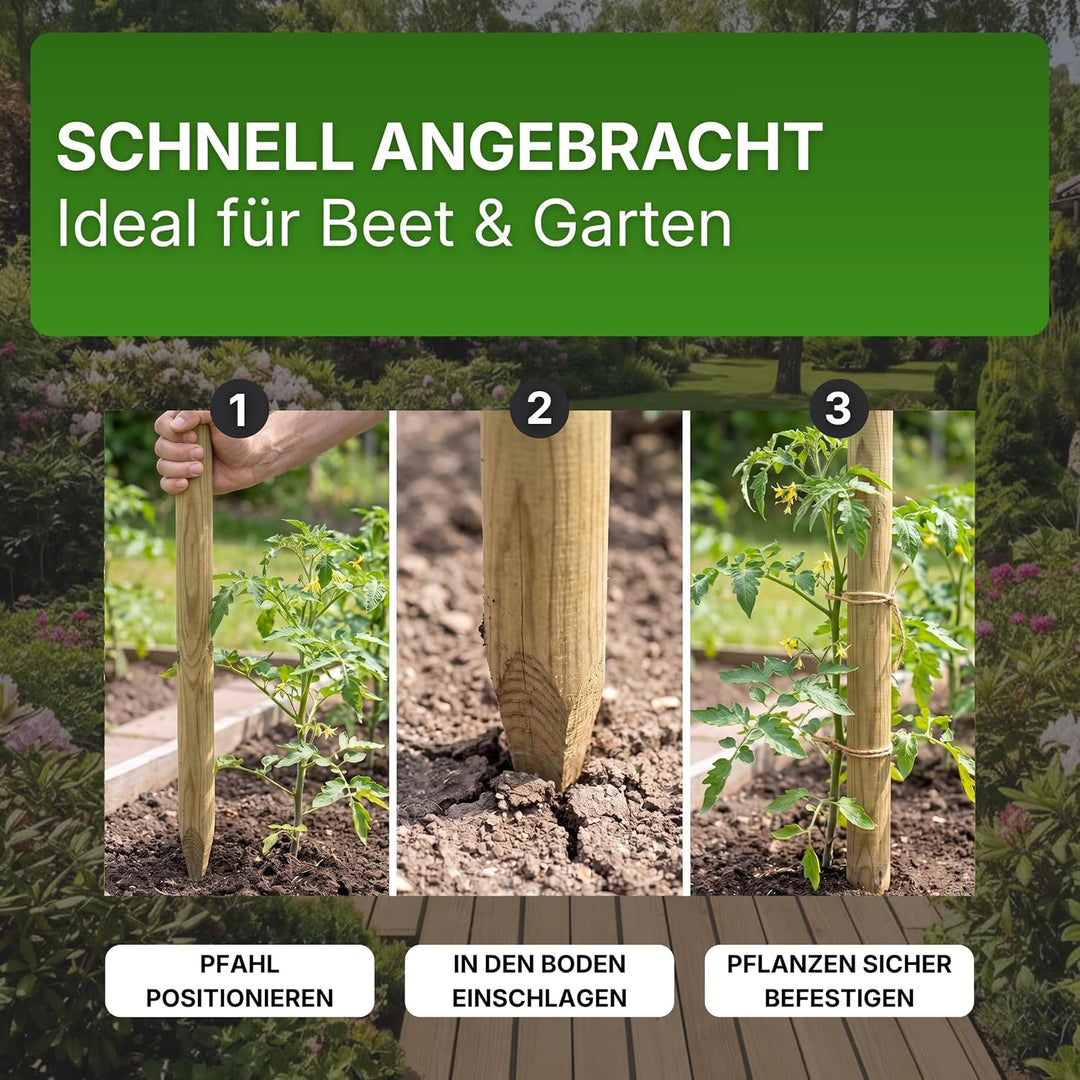 Gartenwelt Riegelsberger Pfahl Ø 4,6 cm Länge 150 cm 5 Stück Holzpfahl Kiefer imprägniert Kiefernhol