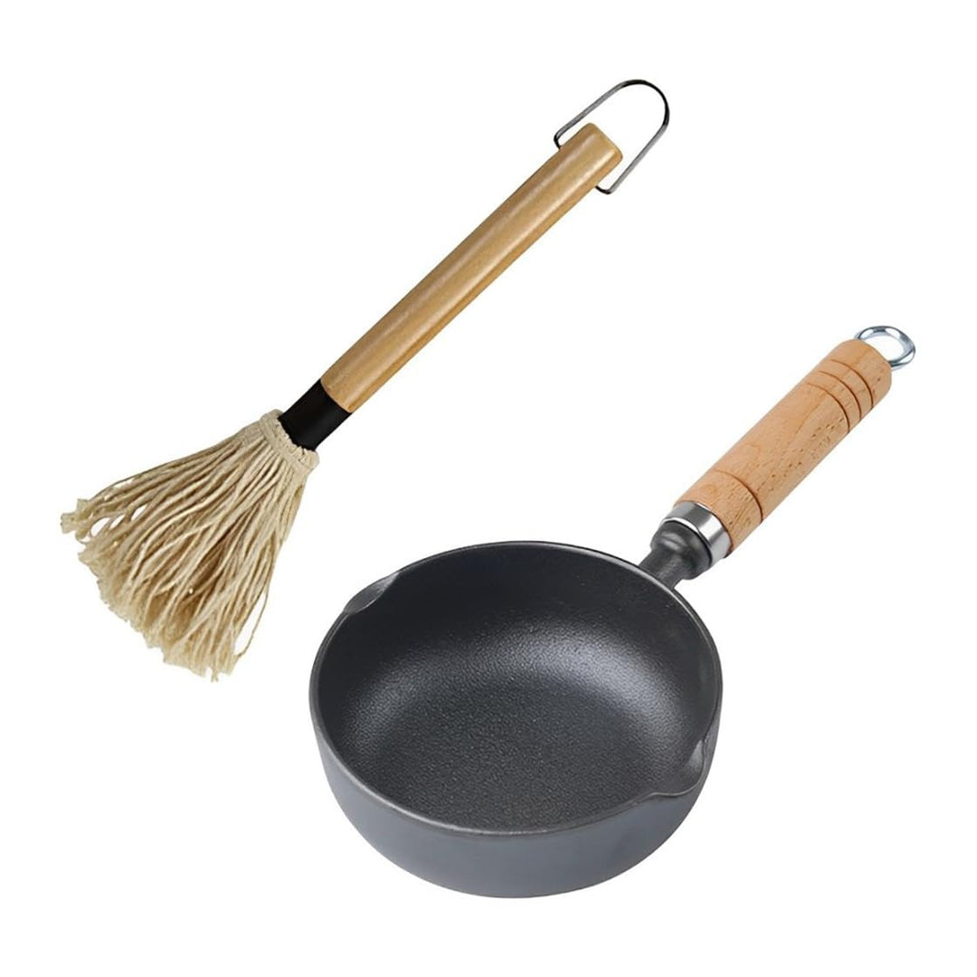 HyzaPhix Sossentopf Gusseisen BBQ Grill Zubehör, Marinadenpinsel Gusseisen Topf für Grill, Grill Sau